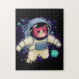 Astronaut Cat färglös Pussel