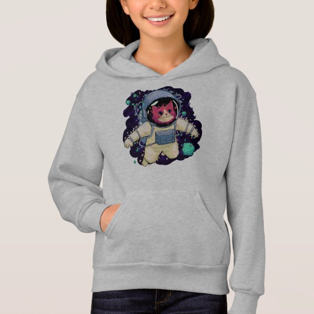Astronaut Cat färglös T Shirt (Framsida)