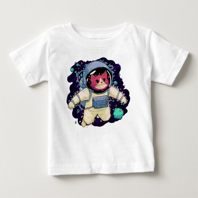 Astronaut Cat färglös T Shirt (Framsida)