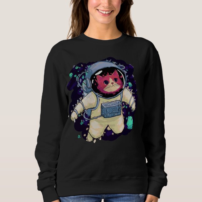 Astronaut Cat färglös T Shirt (Framsida)