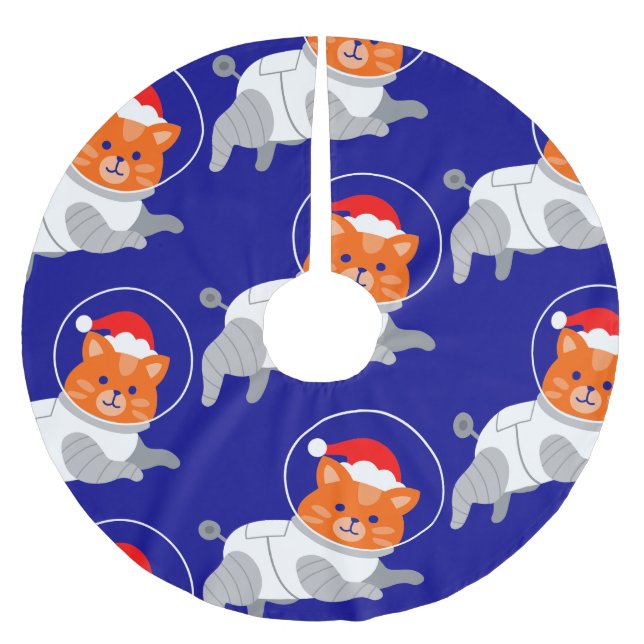 astronaut cat ful christmas Santa Julgransmatta Borstad Polyester (Framsidan)