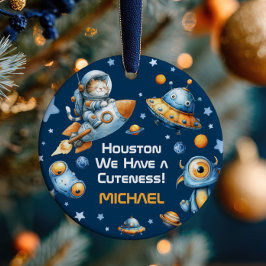 Astronaut Cat Funny Outer Space Baby Name& Photo  Julgransprydnad Keramik