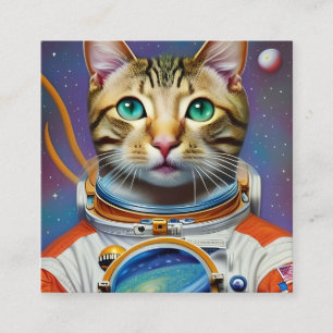 Astronaut Cat in Space Fyrkantigt Visitkort