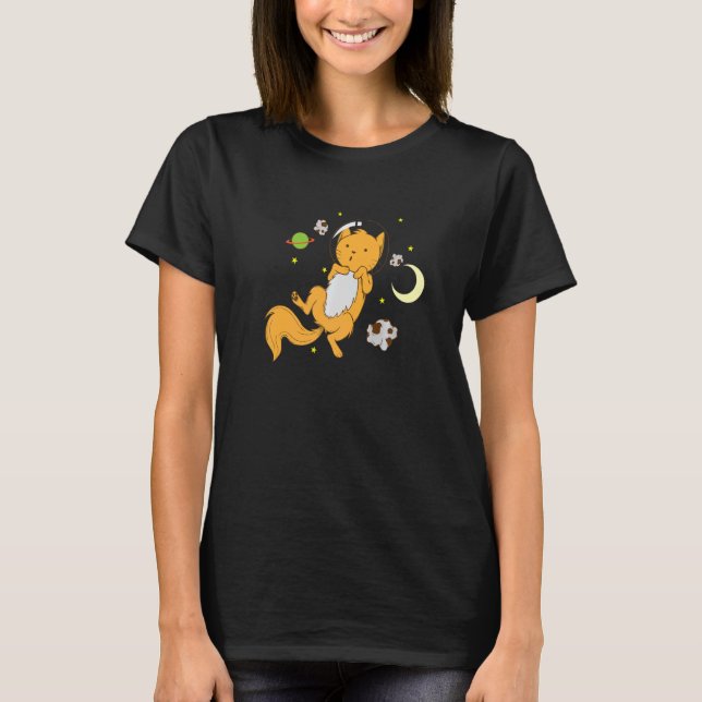 Astronaut Cat in Space T Shirt (Framsida)