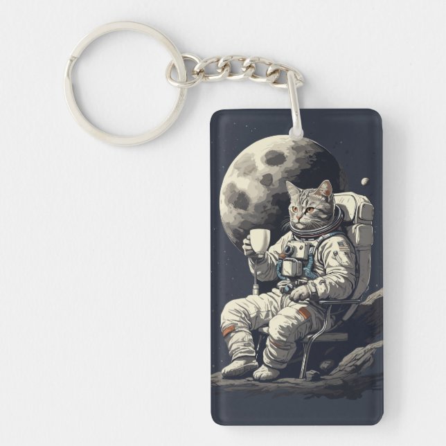 Astronaut Cat med Kopp i kaffe (Framsidan)