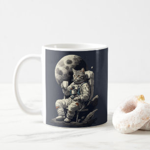 Astronaut Cat med Kopp i kaffe