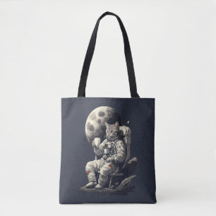 Astronaut Cat med Kopp i kaffe Tygkasse