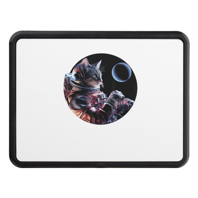 Astronaut Cat med Planet Dragkroksskydd (Framsidan)