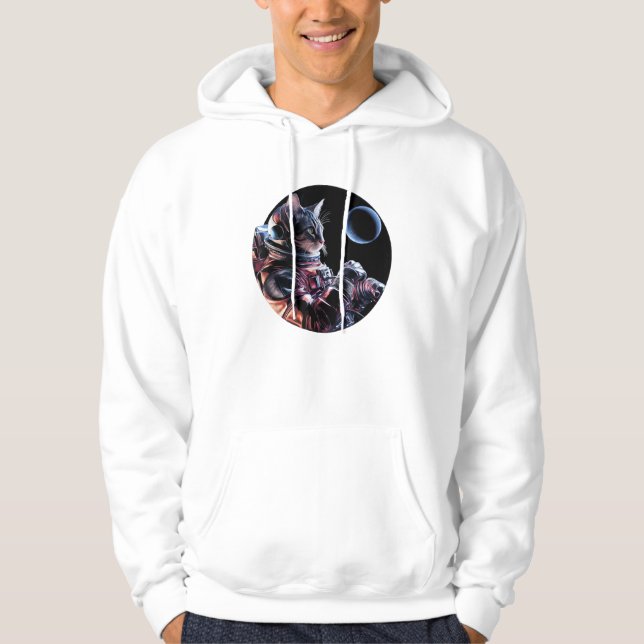 Astronaut Cat med Planet Hoodie (Framsida)