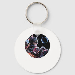 Astronaut Cat med Planet Nyckelring