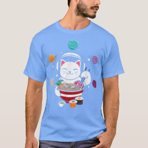 Astronaut Cat med Ramen in Space Anime Neko T Shirt