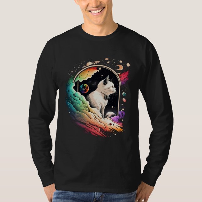 Astronaut Cat or  Space Cat on Galaxy Cat   4 T Shirt (Framsida)