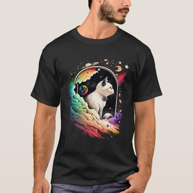 Astronaut Cat or  Space Cat on Galaxy Cat   4 T Shirt (Framsida)