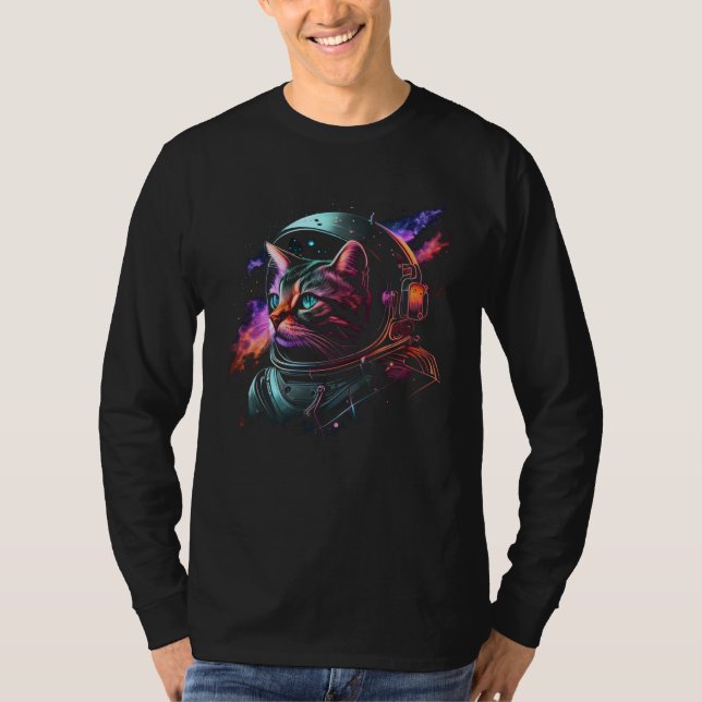 Astronaut Cat or  Space Cat on Galaxy Cat T Shirt (Framsida)