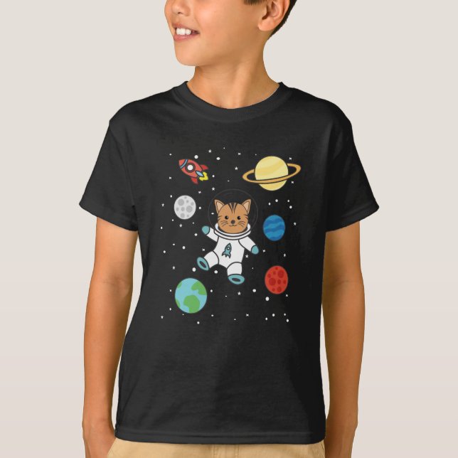 Astronaut Cat Planet Earth Mars Space T Shirt (Framsida)