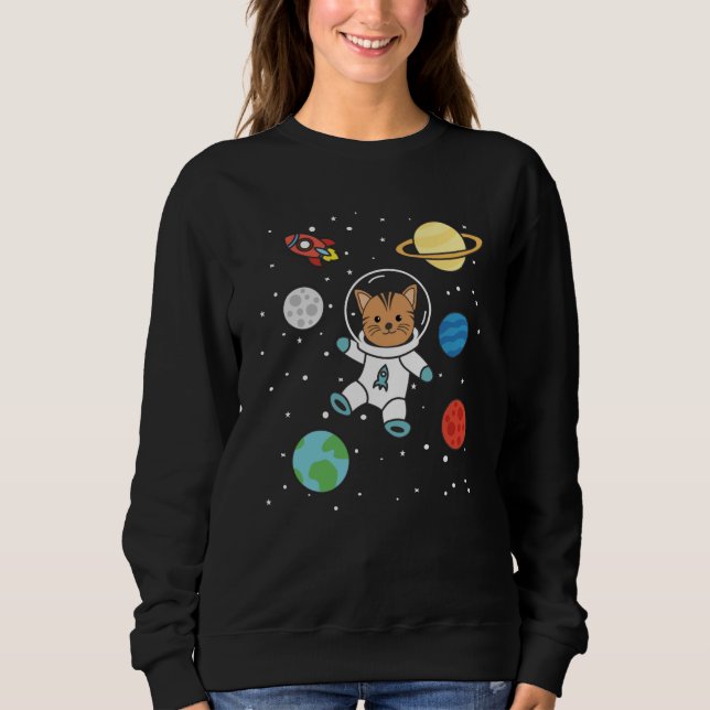 Astronaut Cat Planet Earth Mars Space T Shirt (Framsida)