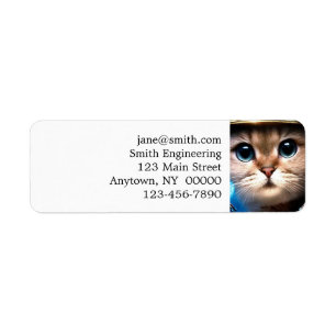 Astronaut Cat Returadress Etikett