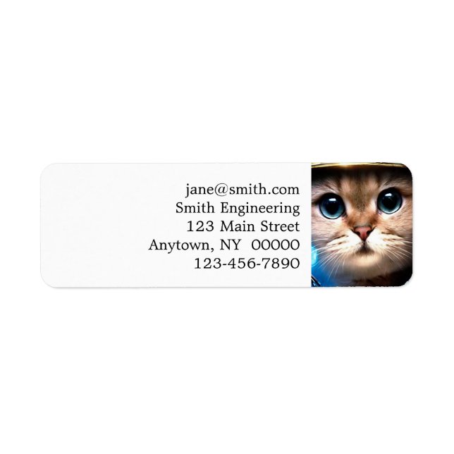 Astronaut Cat Returadress Etikett (Framsidan)