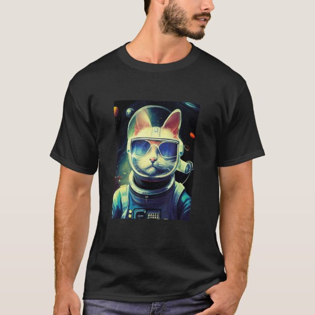 Astronaut cat space cat for men women kids t shirt (Framsida)