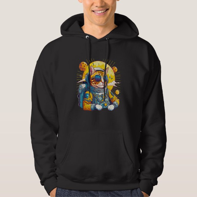 Astronaut Cat Space Cat Spaceman Hoodie (Framsida)