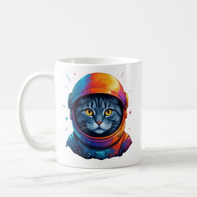 Astronaut Cat Space Funny Cat Lover Kaffemugg (Vänster)