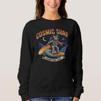 Astronaut Cat Surfing Comic Waves T Shirt