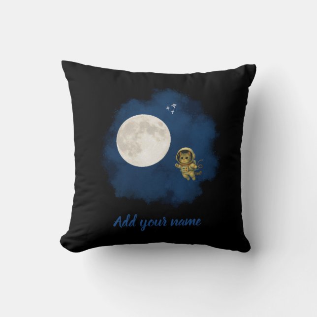 Astronaut Cat Throw Pillow Kudde (Framsida)
