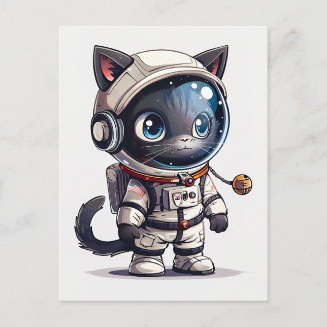 Astronaut Cat Vykort (Framsida)