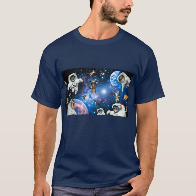 Astronaut Cats in Space T Shirt (Framsida)