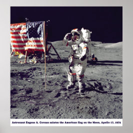 Astronaut Cernan vid Måne Apollo 17 1972 Poster