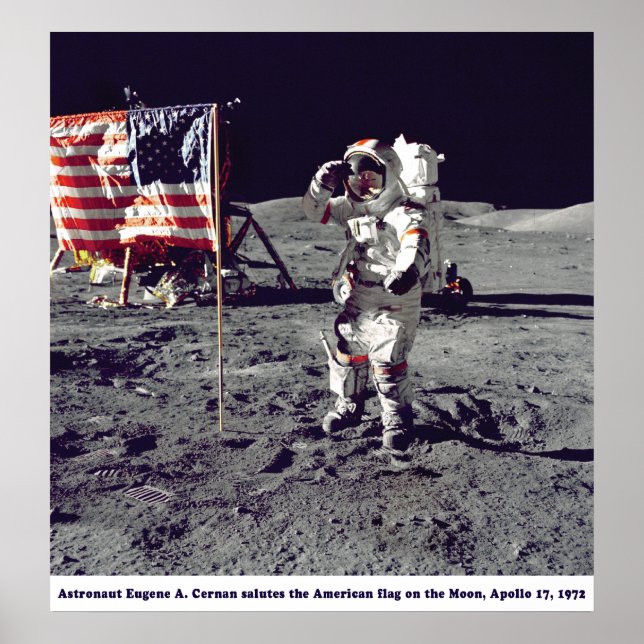Astronaut Cernan vid Måne Apollo 17 1972 Poster (Framsidan)