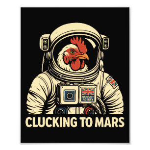 Astronaut Chicken Space Voyage Fototryck