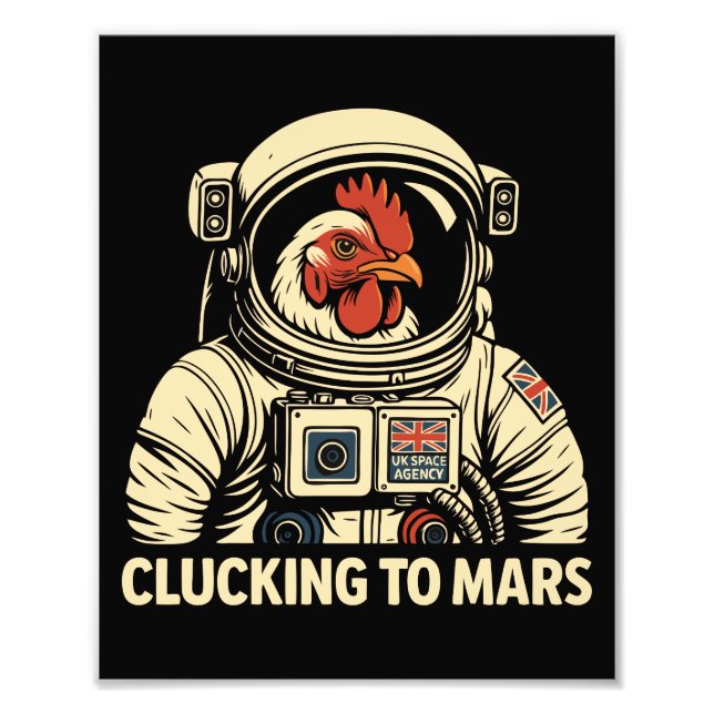 Astronaut Chicken Space Voyage Fototryck (Framsidan)