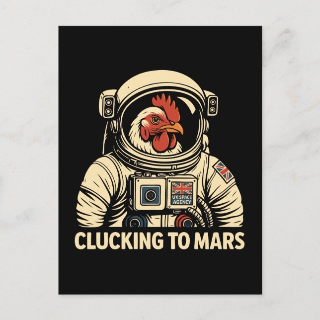 Astronaut Chicken Space Voyage Helg Vykort (Framsida)
