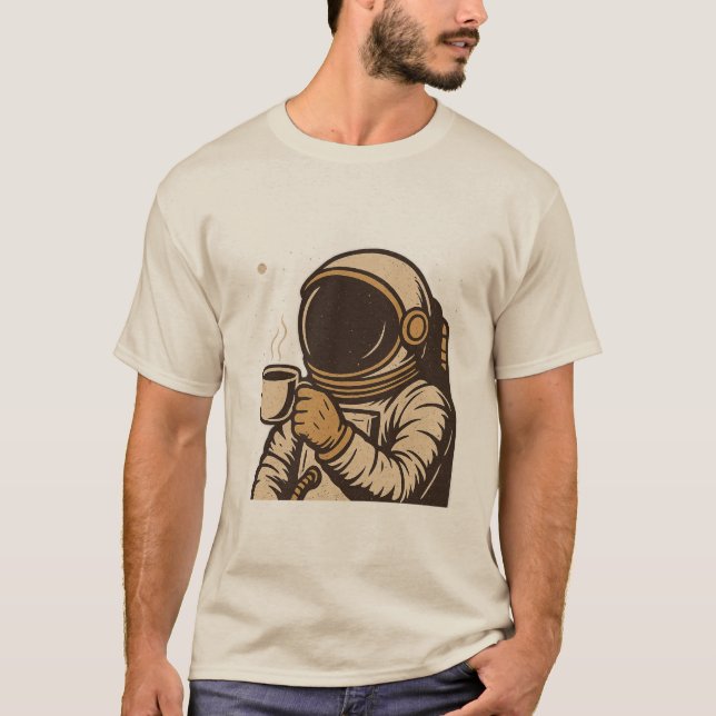 Astronaut Coffee Break in Space T Shirt (Framsida)