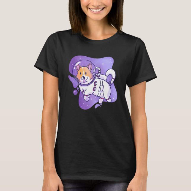 Astronaut Corgi Cute Flyter Universe Design Space T Shirt (Framsida)