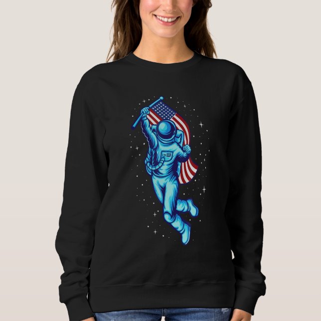 Astronaut Cosmonaut Space USA US Flagga Rocket Shi T Shirt (Framsida)
