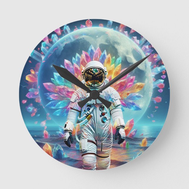 Astronaut Crystal Dream Rund Klocka (Framsida)