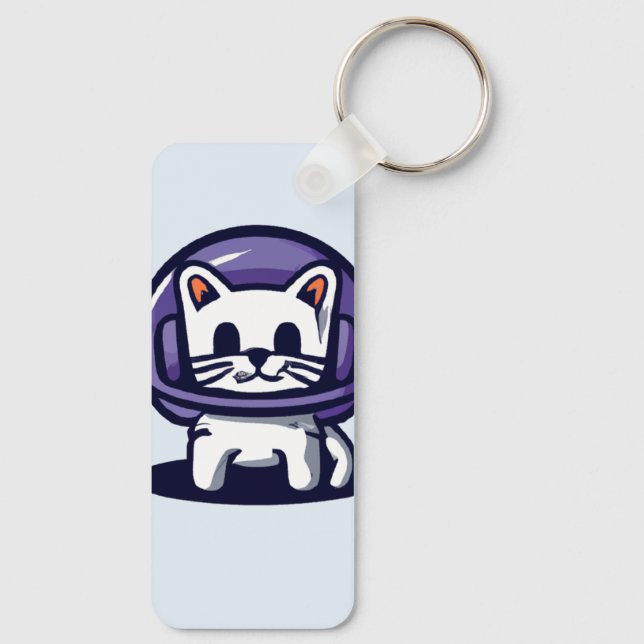 Astronaut Cute Cat Nyckelring (Baksida)