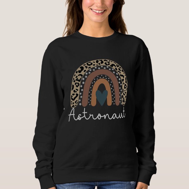 Astronaut Cute Leopard Boho Rainbow for Team Astro T Shirt (Framsida)