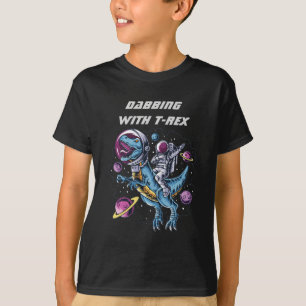Astronaut Dabbing and Riding T-REX in Space T Shirt