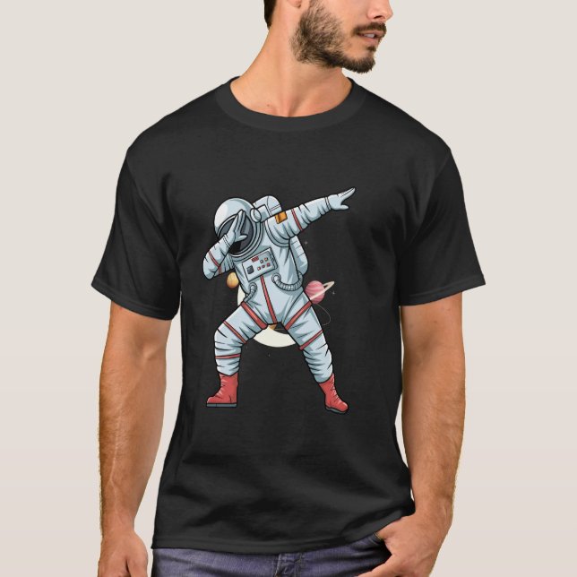 Astronaut Dabbing Äventyr Småpojkar Rymden Kosmos T Shirt (Framsida)