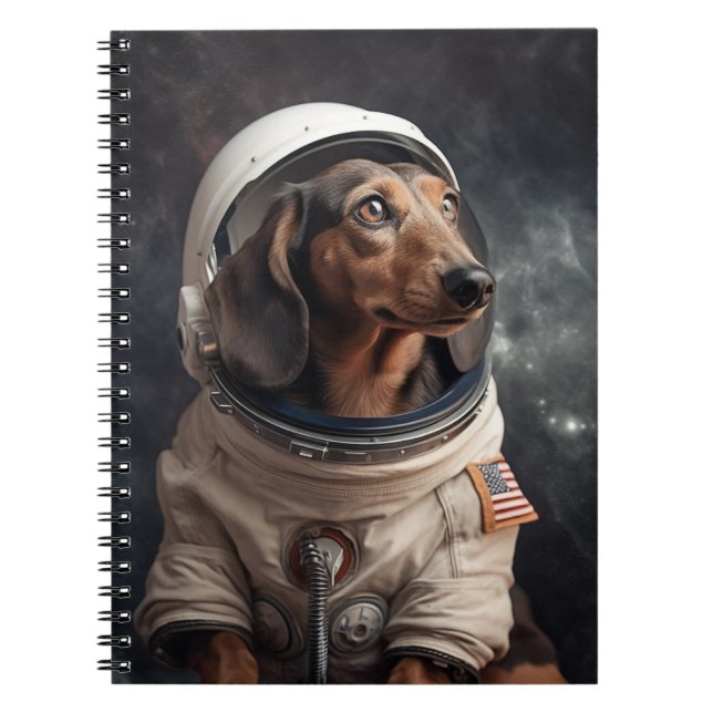 Astronaut Dachshund Kids School Anteckningsbok (Framsidan)