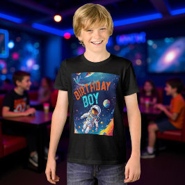 Astronaut Deep Space Planets Party Birthday Boy T Shirt