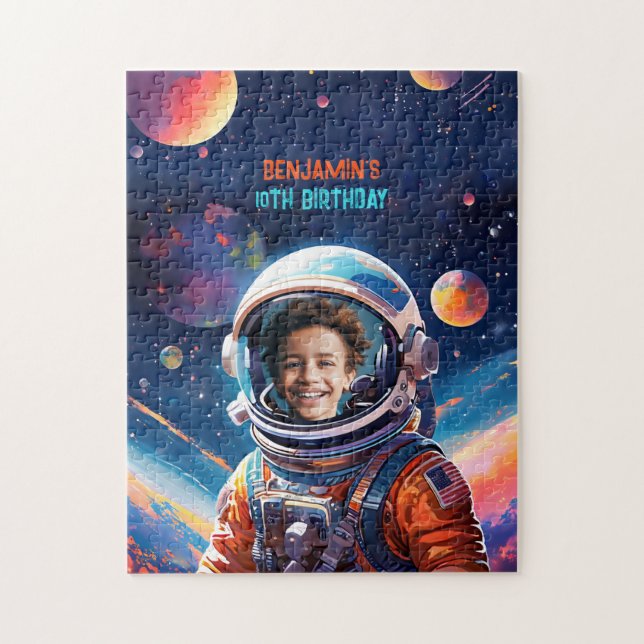 Astronaut Deep Space Sky Planets Photo Birthday Pussel (Vertikal)