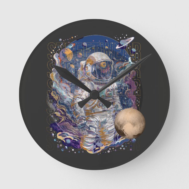 Astronaut-design Rund Klocka (Framsida)