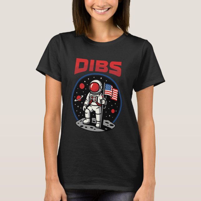 Astronaut Dibs Månens Rymdgalax 4 juli Ameri T Shirt (Framsida)
