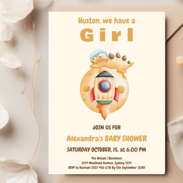Astronaut Dinosaur Baby Shower Inbjudningar (Skapare uppladdad)