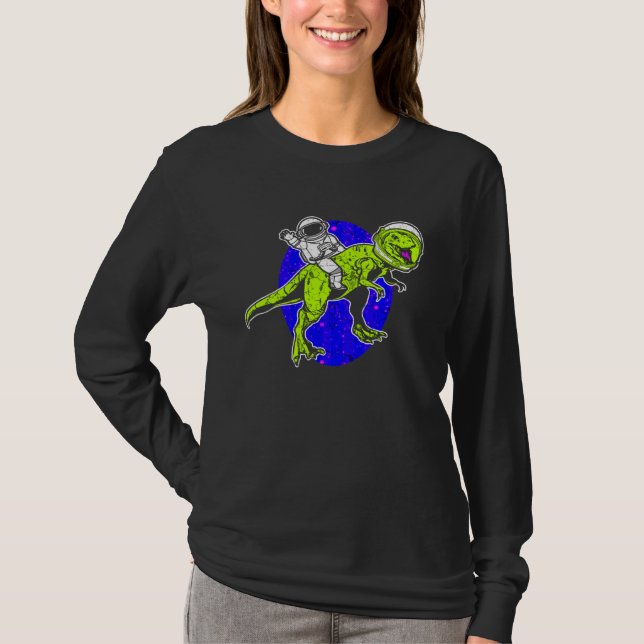 Astronaut Dinosaur Science Fiction Space Travel T Shirt (Framsida)