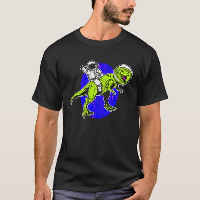 Astronaut Dinosaur Science Fiction Space Travel T Shirt (Framsida)